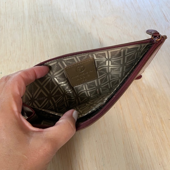 LODIS Red Leather RFID Double Pouch • Zip Close • Wallet - Picture 3 of 9